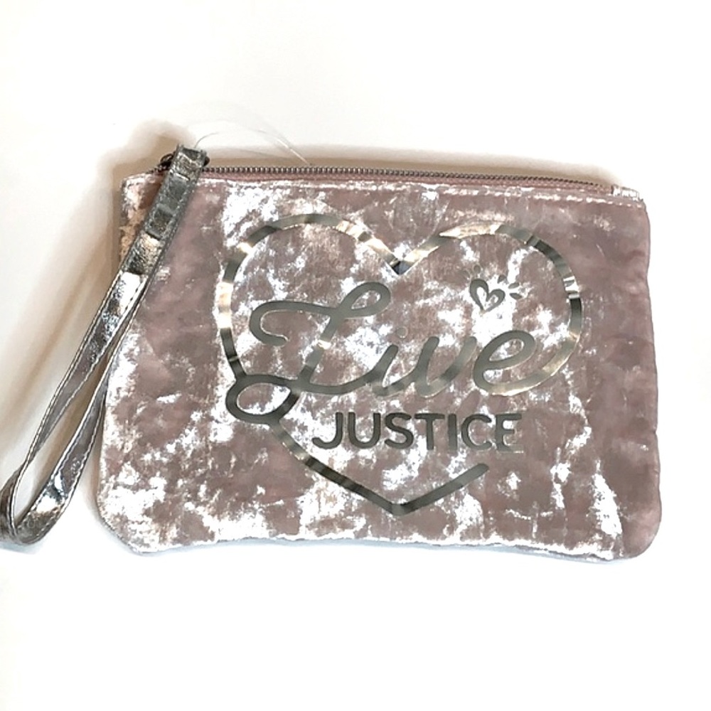 Justice Blush pink Velvet Makeup bag